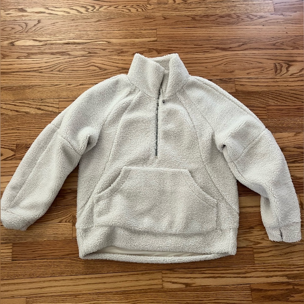 Cozy Cream Sherpa Pullover with half zip by lululemon
